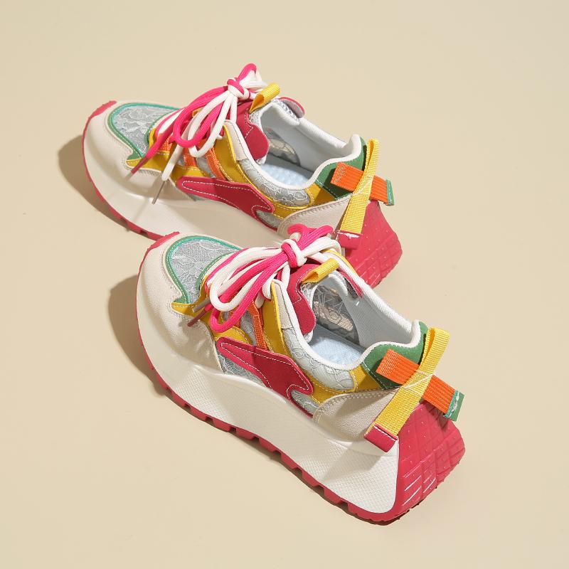 Мода 2024 года, модная спортивная обувь для женщин, новая толстая подошва, увеличивающая рост, обувь для ходьбы, толстая подошва, спортивная обувь для студентов, Корея