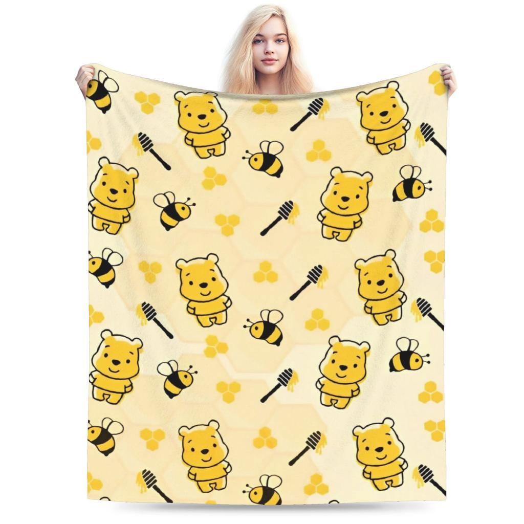 Winnie the Pooh Blanket Cute Cartoon Flannel Awesome Warm Throw Blankets for Bedding Lounge Spring Autumn