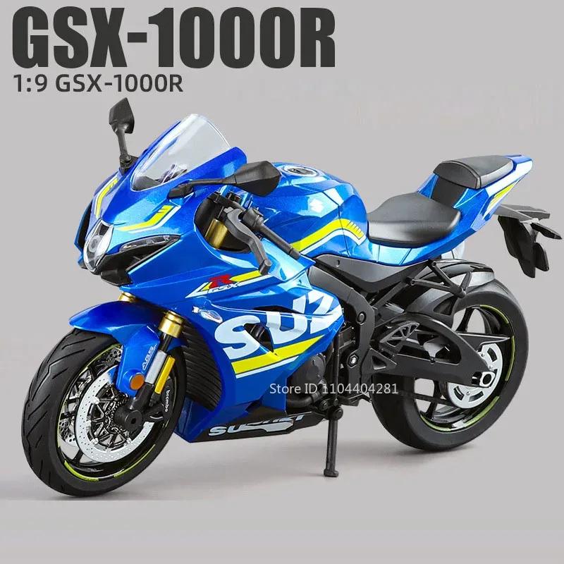 1:9 Моделей мотоциклов Suzuki Gsx-1000r Hayabusa из сплава, Игрушки, Литые автомобили, Рулевое управление передним колесом, Со светом, Игрушка-украшение, Подарки для мальчиков