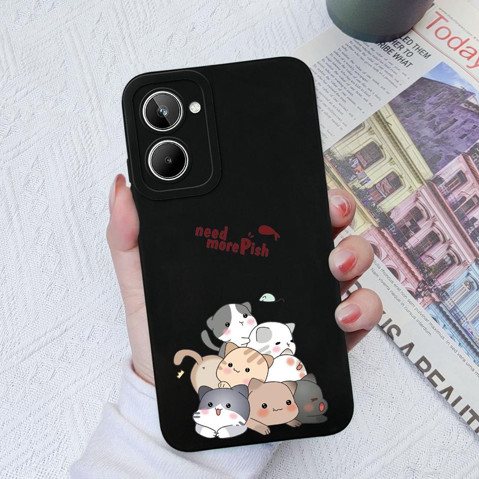 Для Realme 9 10 Pro + Plus 5 6 7 8 Pro чехол с милым котом защитный квадратный жидкий мягкий силиконовый бампер для OPPO Realme 2 5i 6i 8i 9i Fundas Coque