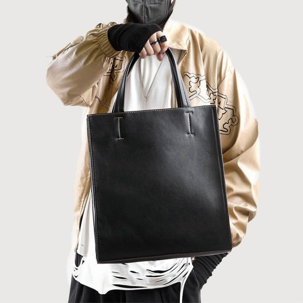 Вертикальная сумка-тоут Высококачественная ПУ Деловая Для работы и отдыха Для мужчин и на плечо Для черного [STYLIVA] Сумка, Кожа, Сумка, Использование, Умный, Стильный, Женщины, Повседневный,