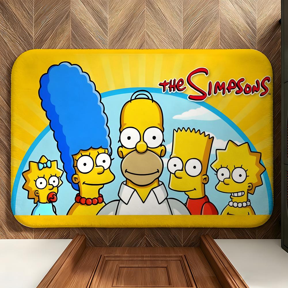 cartoon T-The S-Simpsons Floor Mat Soft Flannel Floor Mat Suitable for Entryways, Living Rooms, Bedrooms, and Bathrooms