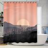 Sunset-themed Shower Curtain with Black Silhouette Plants for Modern Bathroom Decor Peach Pink Color (59 X 72 Inches)