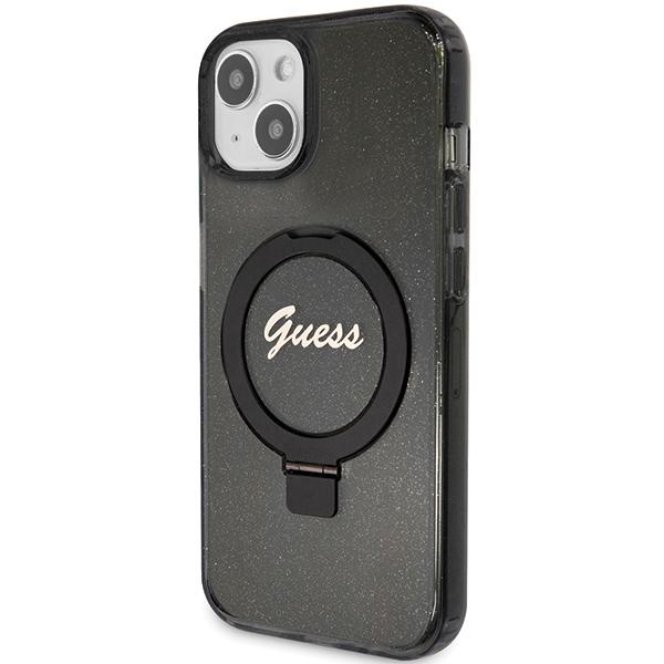 Etui do iPhone 14 Guess Ring Stand Script MagSafe Czarne