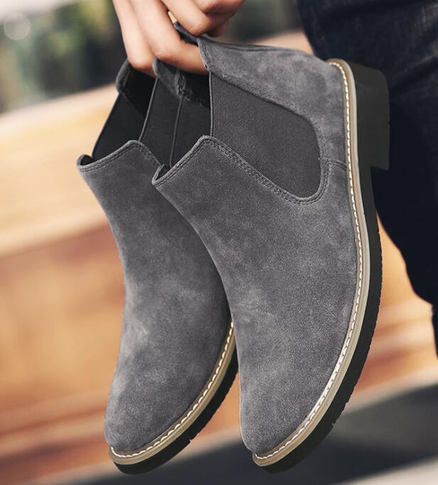 Мужские ботинки челси из коровьей замши, мужские ботинки без застежек, осенне-зимняя обувь H85