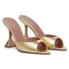 New Pointed Toe Peep Toe Sandals Fashion Pink Women 'S Shoes Wine Glass Heel Golden Slippers