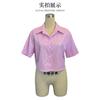 Women Short Sleeve Striped Bow Back Casual Shirt
