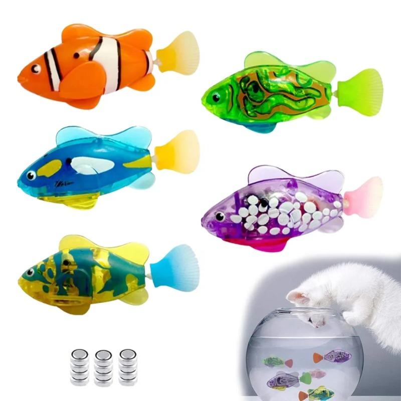 Cat Toy LED Sensing Interactive Swimming Robot Mermaid Toy Glowing Electric Fish Kitten Hunting Instinct Pet Supplies