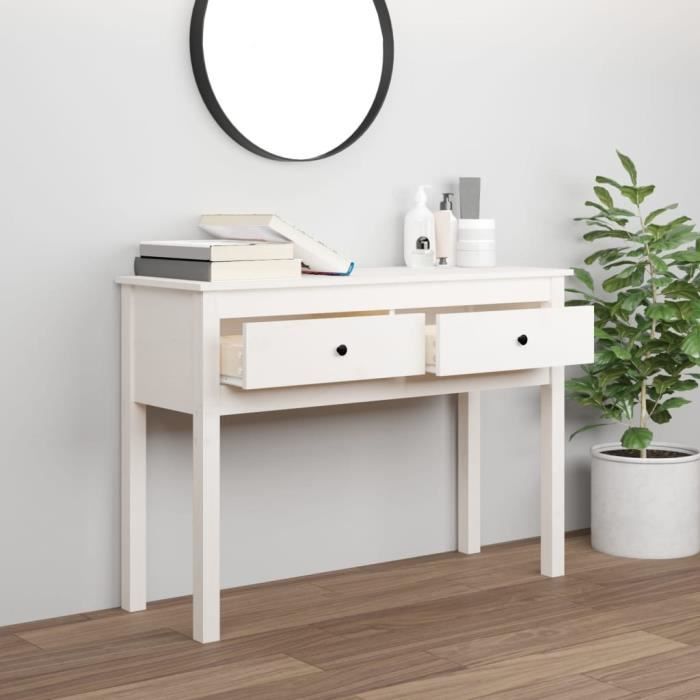 VidaXL Console Table White 100x35x75 Cm Solid Pine Wood 814615