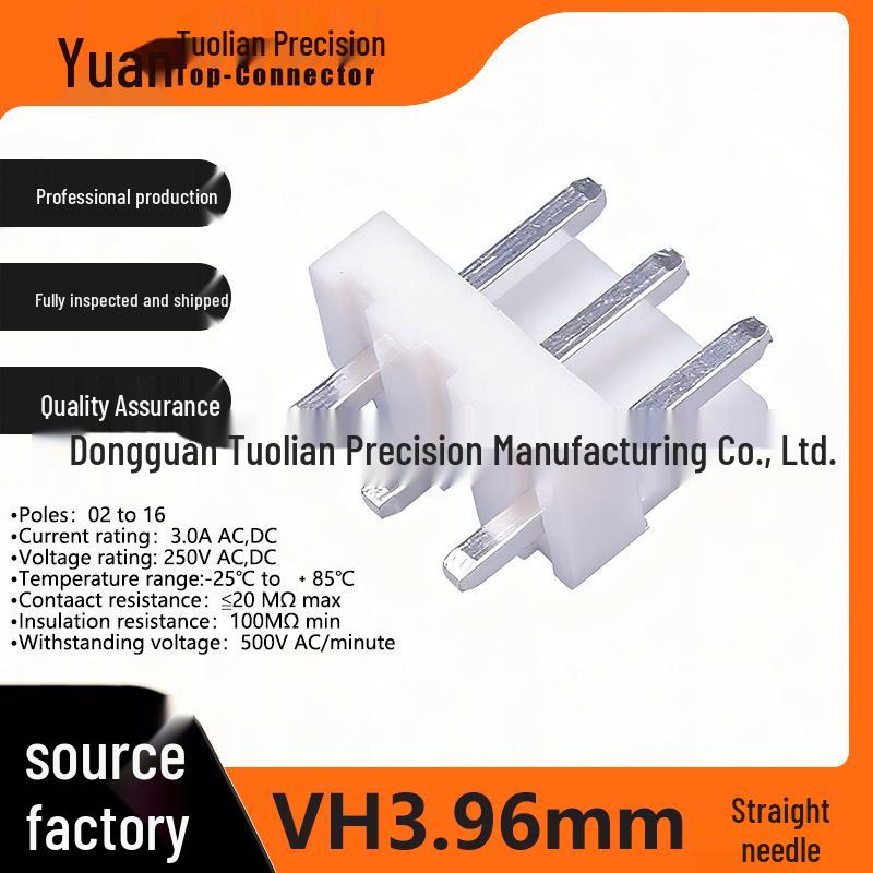 In stock VH3.96mm pitch 180° heat-resistant straight insertion pin connector socket with buckle.