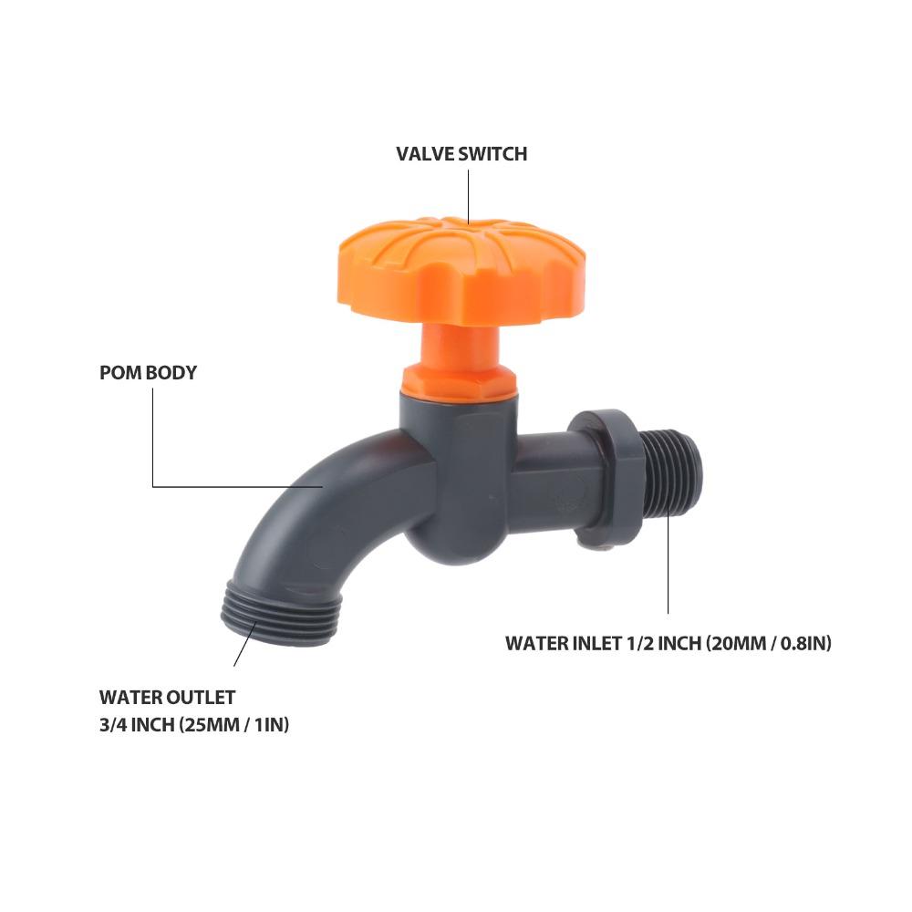 POM Plastic Garden Hose Bibb 1/2 Inch Water Inlet Water Hose Bibb  RV Water Control