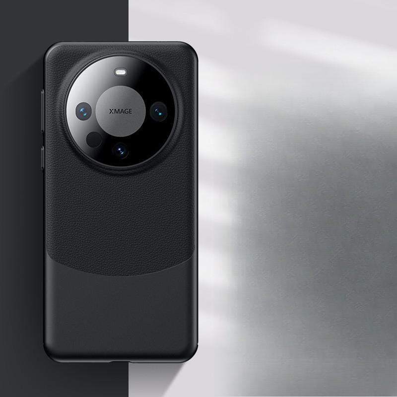 This Phone Is Fully Covered with A Plain Leather Case for Huawei Mate70pro and A Dual-color Leather Protective Case for Panda MATE50