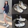 Кроссовки-папы корейская версия женские массажные платформа осень и зима взрыв универсальные бархатные теплые внутри увеличение роста повседневные хлопковые туфли