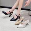 Summer New Pointed Head Bag Head with Mother Sandals Soft Leather High Heels Round Head Comfortable Fashion Shoes Women