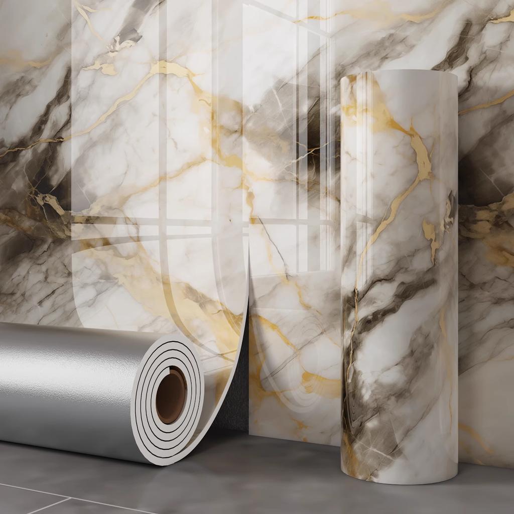 Waterproof Bathroom Wall Panels, Self-Adhesive Marble Tile Sticker, Moisture-Proof Easy Install
