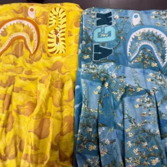 Ван Гог x BAPE 2025 Худи с акулой - Узор подсолнухи Японский тренд