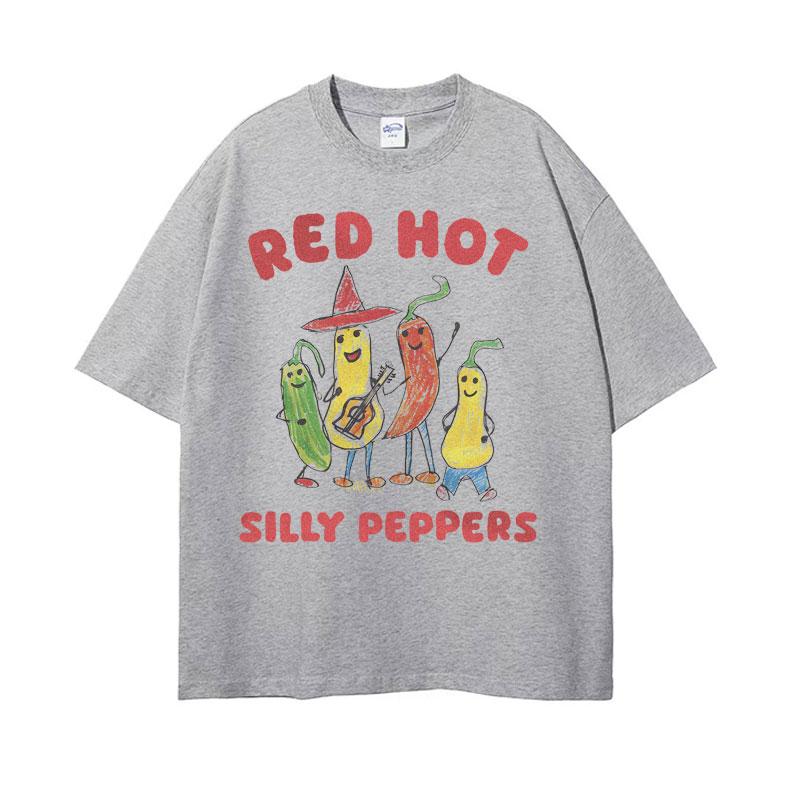 Red Hot Silly Peppers Funny Meme T Shirts Men Women Vintage High Quality Tops Tshirts Male Summer Casual Cozy Oversized Tshirt