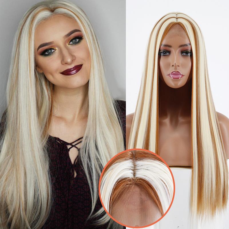 MISS WIG Женский длинный прямой светло-русый парик с омбре без челки, парик из синтетического волокна для женщин