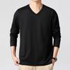 Men S Cotton V Neck Long Sleeve Slim Fit Solid T Shirt