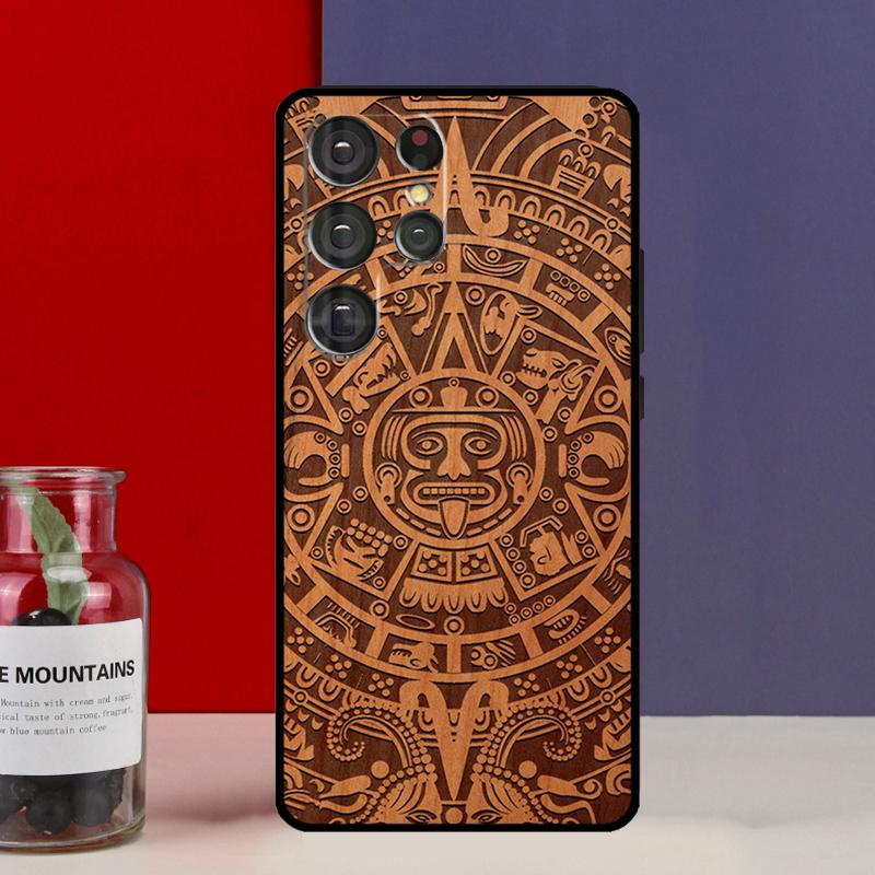 Чехол-футляр с узором под дерево из календаря Майя для Samsung Galaxy S25 Ultra S9 S10 S20 S21 S22 Plus S23 Ultra S24 FE