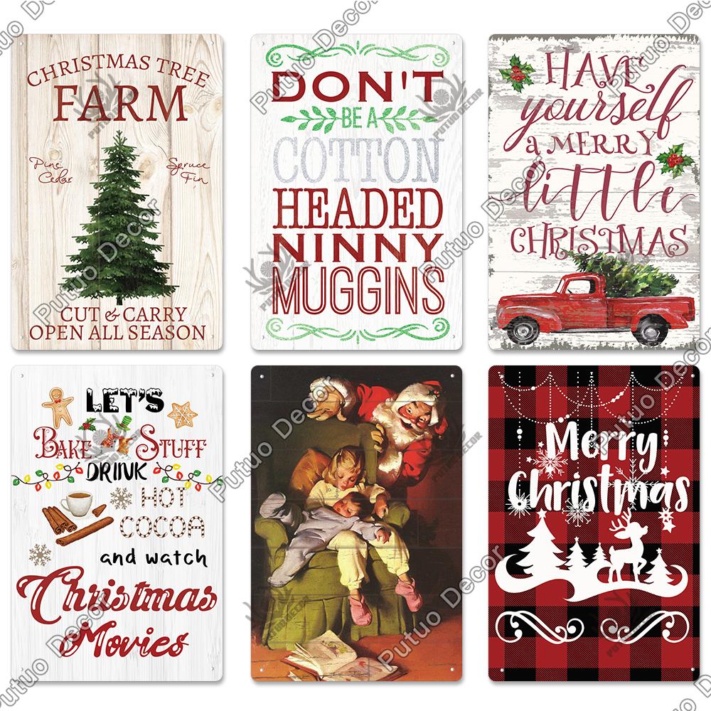 Decor Christmas Vintage Tin Sign Plaque Metal Retro Plate Poster for Club Living Room Kitchen Home Wall Art Decoration