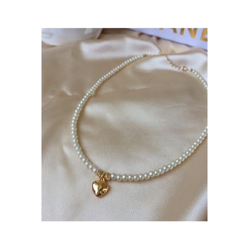 Золотое ожерелье с подвеской в ​​виде сердца с жемчугом