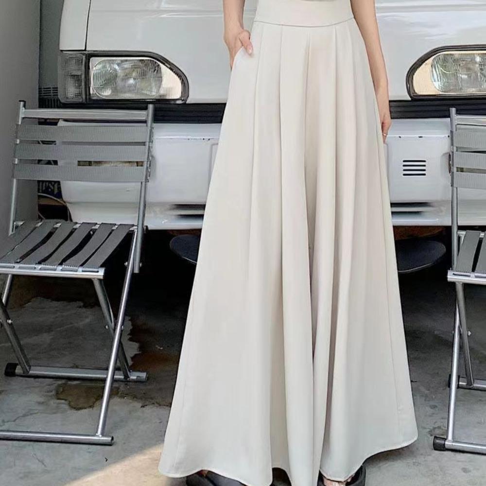 Большие широкие брюки с высокой талией, плиссированные брюки-кюлоты, простые женские шаровары, женские