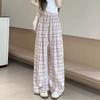 Женские брюки в ленивом стиле, ретро, с кружевной вышивкой, в клетку | Весенне-летние брюки с высокой талией, свободные, стройнящие, повседневные, широкие
