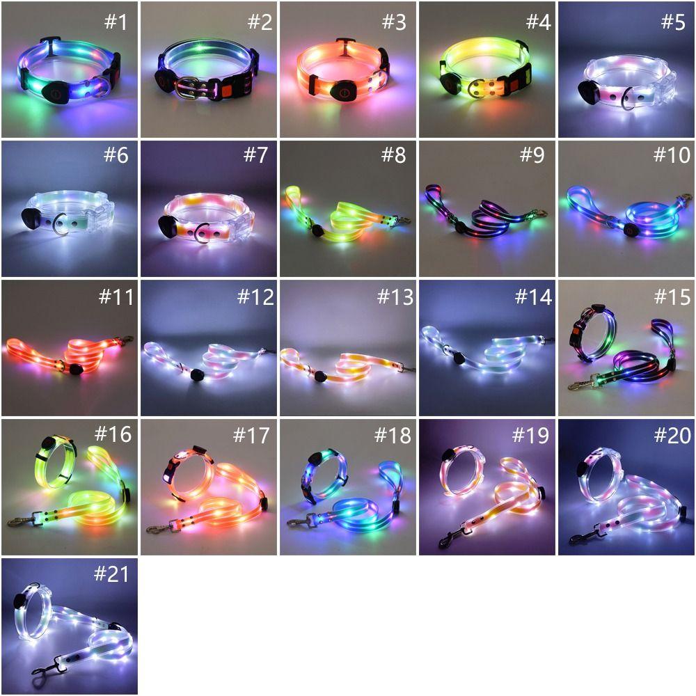 Водонепроницаемый ошейник для собаки с поводком, перезаряжаемый светящийся ошейник для собаки, ошейник на шею для собаки для ночных прогулок