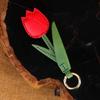 Fashion Exquisite Tulip Flower Keychain Multi-color Cartoon Design Bag Pendant Lightweight Vintage Car Keyring Charm