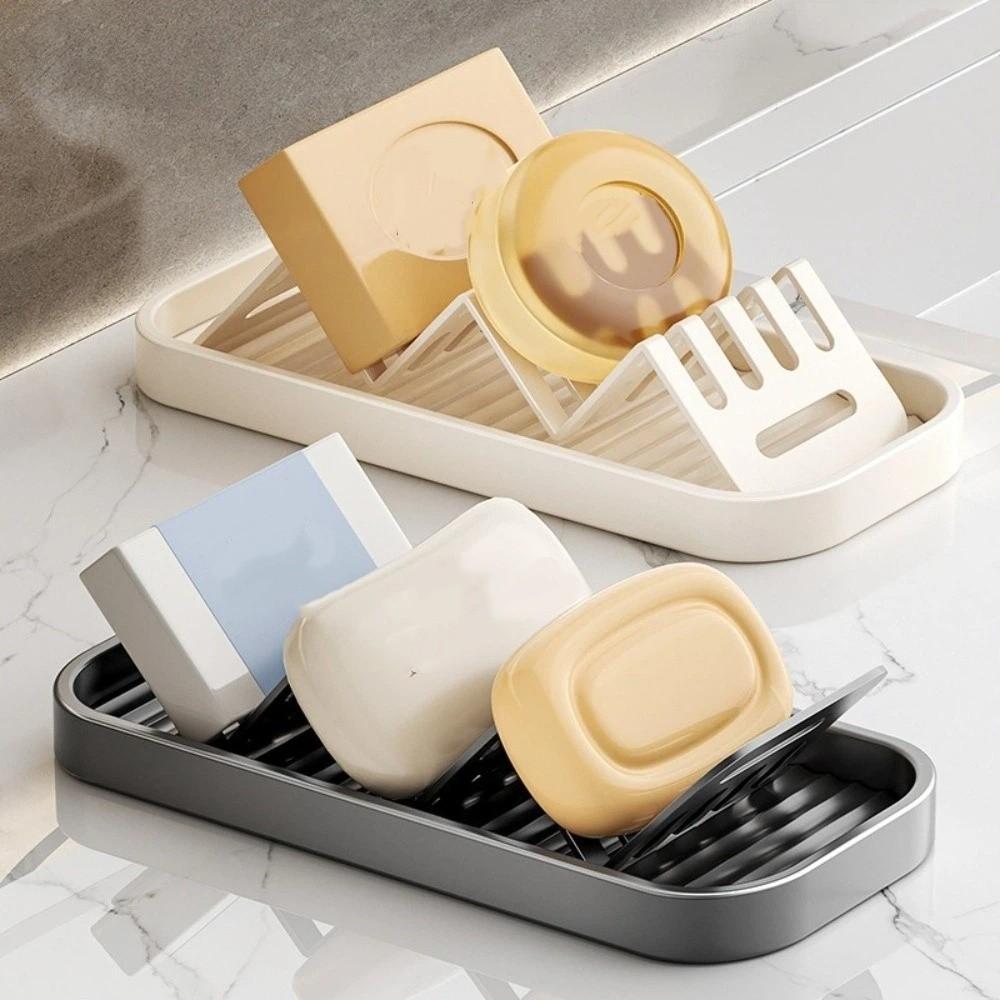 Waterproof Bathroom Soap Dish Self Draining Kitchen Storage Holder W-Shaped Soap Rack Restaurant