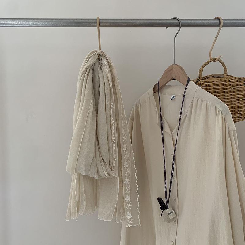 Lace Scarf Thin Linen Color Solid Color Fashionable Travel Shawl Autumn and Winter Scarf