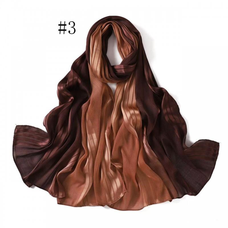 Gradient Striped Pleated Chiffon Scarf Wrap Lightweight Shawl Women Sun Protection Fashion Accessory