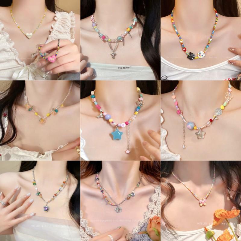 Яркое летнее ожерелье из бисера на ключицу — свежий и универсальный дизайн, вдохновленный дофамином