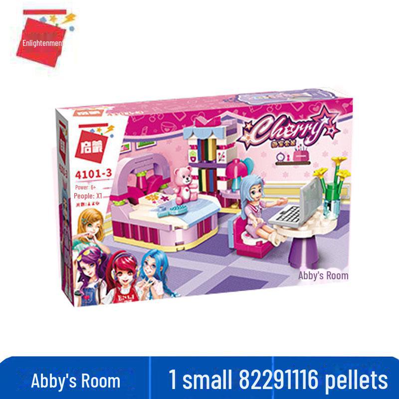 Enlightenment 4101 Girl's Bedroom Building Blocks Set - Educational Pretend Play Toy with Small Particle Assembly.