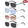4pcs Fashion Square Metal Sunglasses Personalized Men Sunglasses Women Outdoor Sports UV Resistant Eyeglass Luxury Design UV400