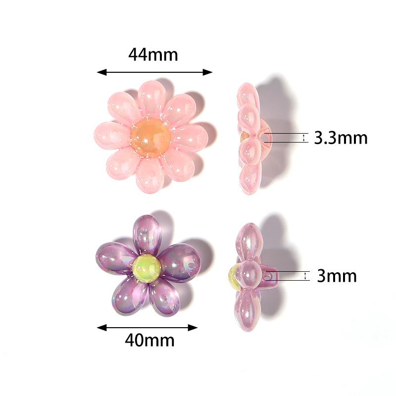 5Pcs/Lot Acrylic Beads Clear Plated Candy Color Cartoon Flower 3.3mm Large Hole Beads Diy Jewelry Bracelet Necklace Accessories