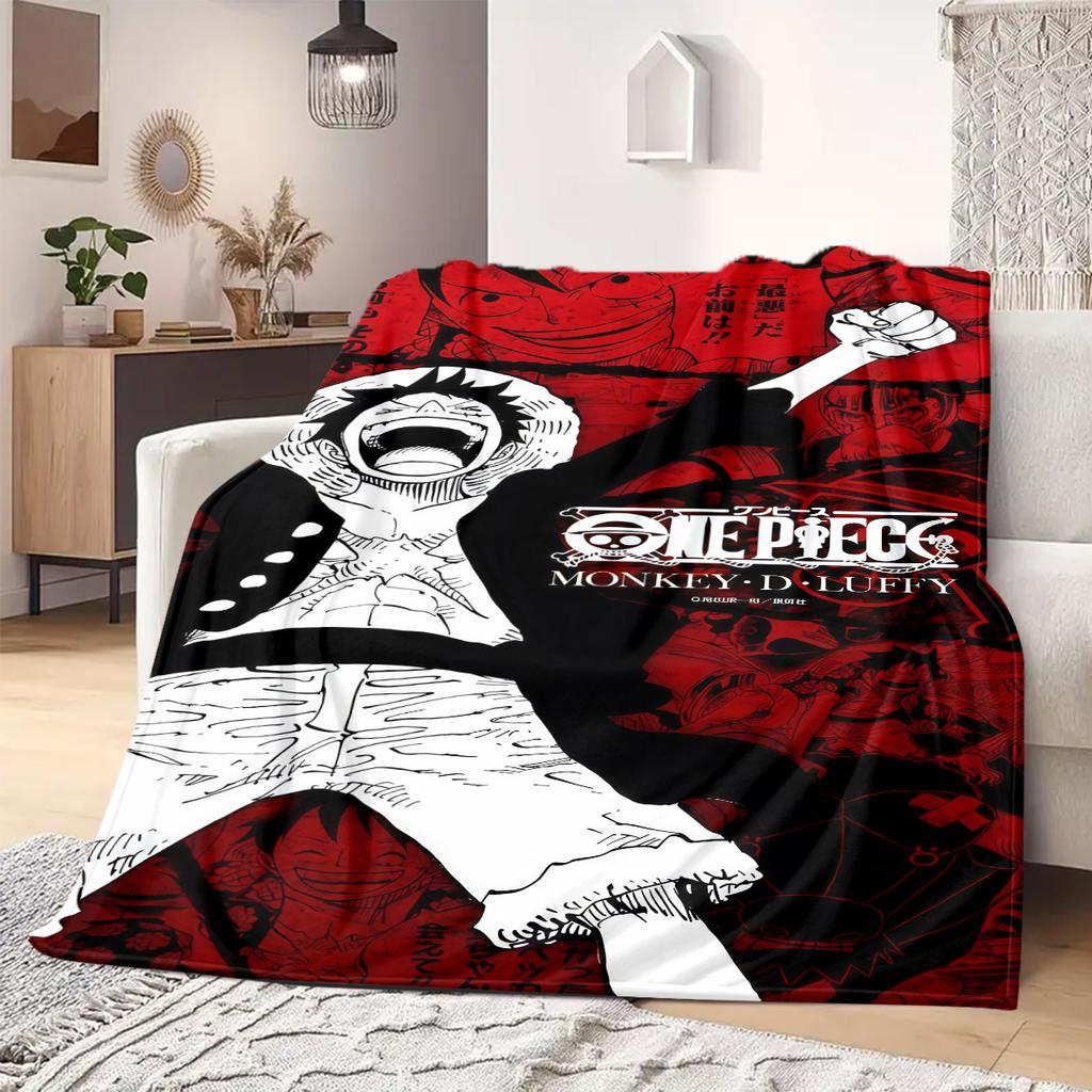 Плед с принтом из аниме OnePiece Теплый Уютный Фланелевый Плед Подходит для Спален, Диванов, Кроватей, Стульев, Пикников, Путешествий