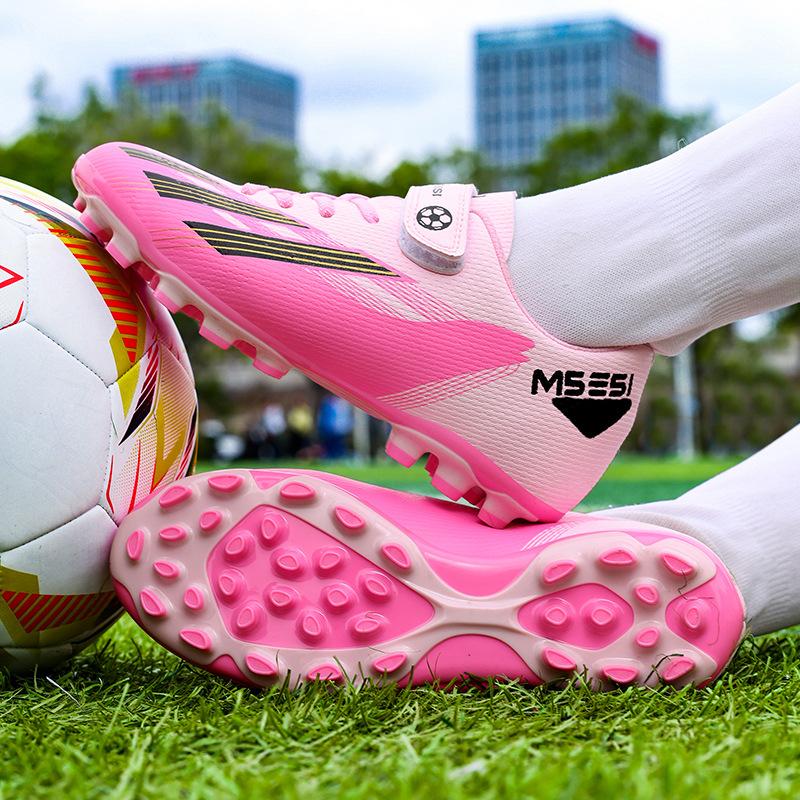 Детские футбольные бутсы Четыре сезона Кожа Липучка Износостойкие Ударопрочные Длинные шипы Кроссовки для бега