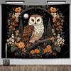 Lunar Sentinel Owl Tapestry Celestial Medieval Tapestrys Aesthetic Room Decor Witchy Occult Altar Cloth Tarot Background Cloths