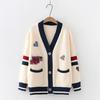 Зимние свитера, вязаный кардиган для женщин, свободные повседневные винтажные пальто с цветными блоками, осенние топы с V-образным вырезом в корейском стиле с длинными рукавами для женщин