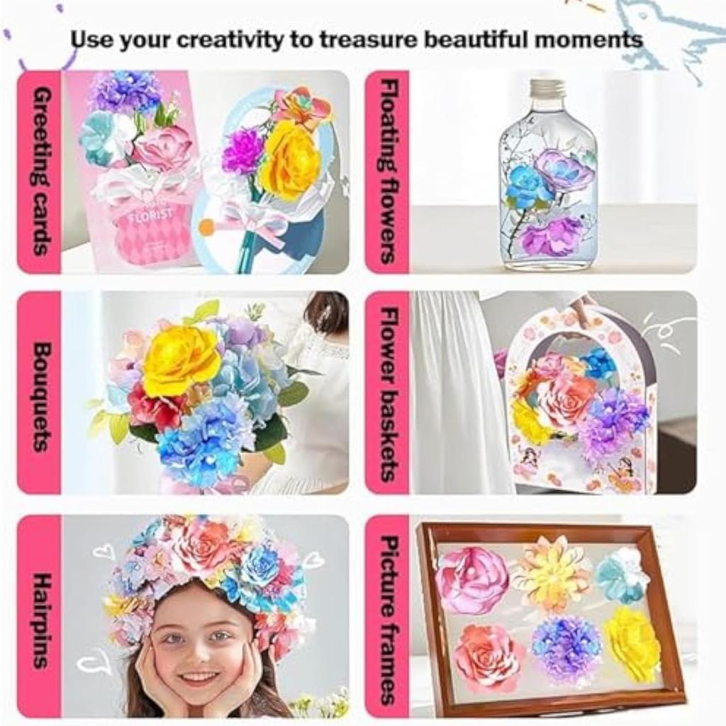 Bloom Joy Magic Petal Flower Kit, Fun Bouquet Craft, Star Helio Flowers, Create 3D Blossoms with Colorful Petals, Colored Flowers Creative Toys