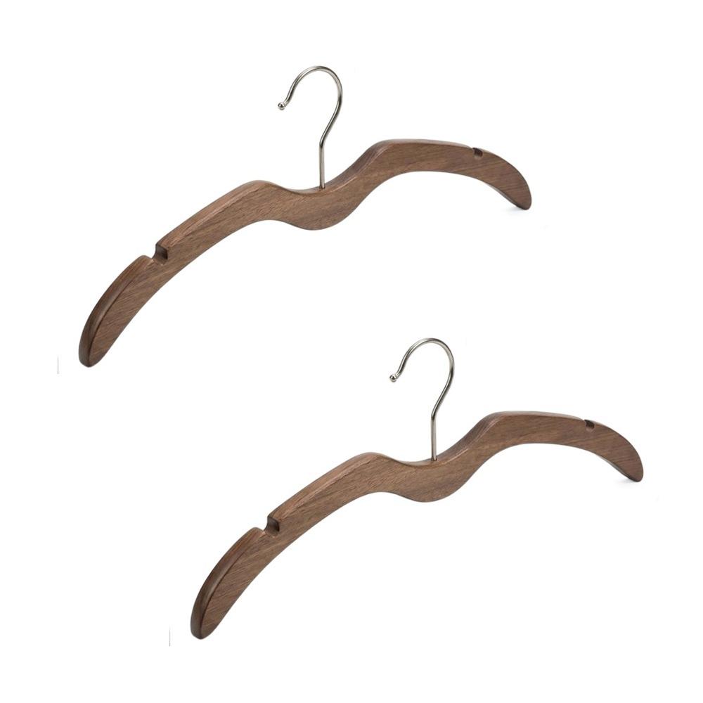 2pcs Space Saving Wood Short Neck Hanger Shoulder Protecting Clothes Hanger for Home