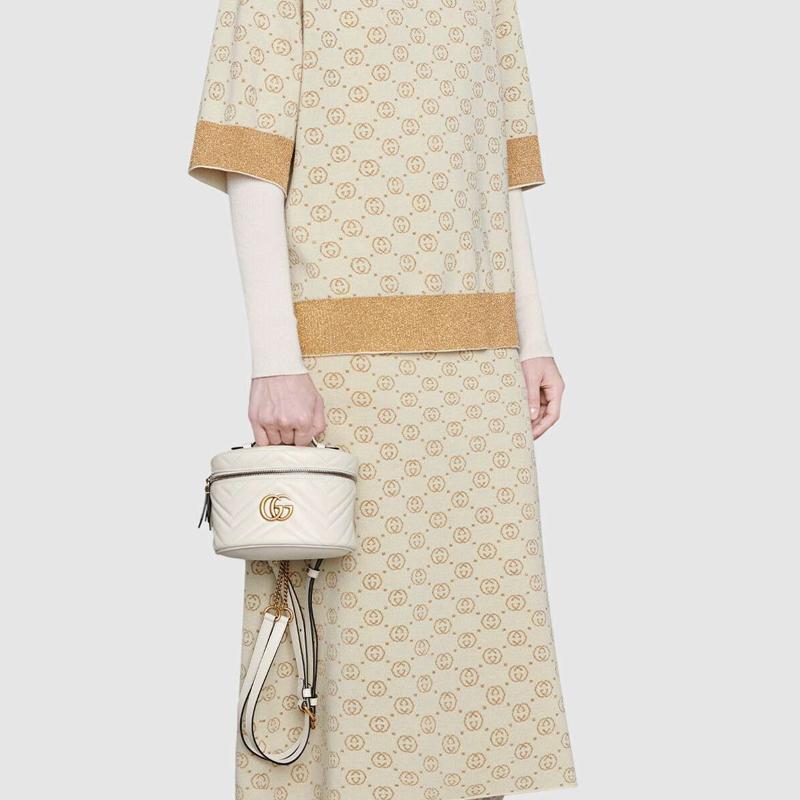 Gucci GG Marmont Стеганый Кожаный Мини-Рюкзак Женский Рюкзак Белый 598594-DTDCT-9022