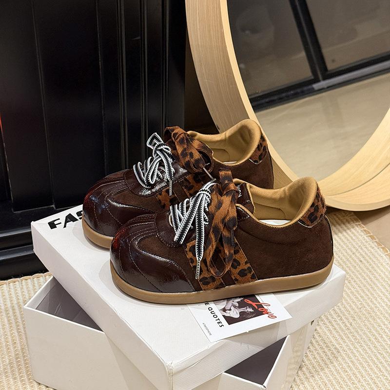 Maillard леопардовый принт немецкие тренировочные туфли женские осень 2025 новые туфли с большой головой внутренняя высота увеличение повседневные кеды