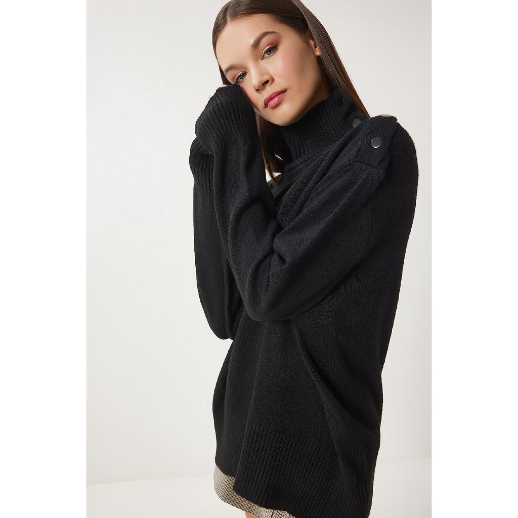 Women's Anthracite Turtleneck Knitwear Sweater Fn03390