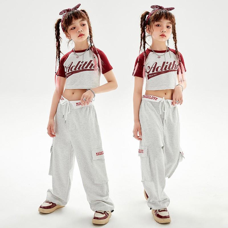 Girls Hip Hop Dance Costume Jazz Performance Outfit Kids Street Practice Wear Trendy Stage Clothes