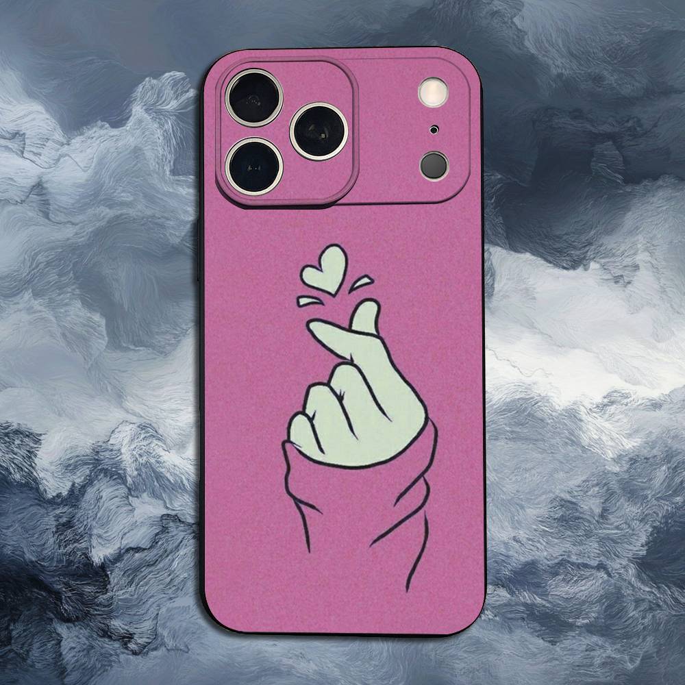 Милый Чехол Рука Сердце Для iPhone 12,14,15,16,11,17,13,X,Mini,SE,XS,Plus,Pro,Max,8,7,XR,Мягкий Силикон Черный
