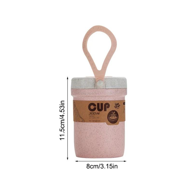 300 мл Супница Герметичная Непротекаемая Детский Ланч-бокс Пшеничная Солома Чашка для Завтрака Чашка для Супа Микроволновая Печь Бенто-бокс Контейнер для Хранения Пищи