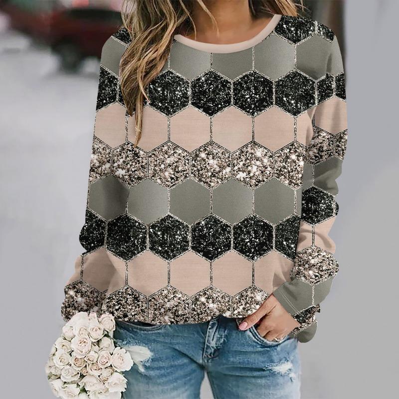 Autumn Fashion 3D Print Crew Neck Long Sleeve T-Shirt Casual Women Clothing Y2k Harajuku Female Clothing Plus Size Tops